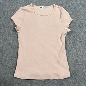 Reformation Sand Beige Hartley‎ Ribbed Knit Short Sleeve Tee Women's Size Small